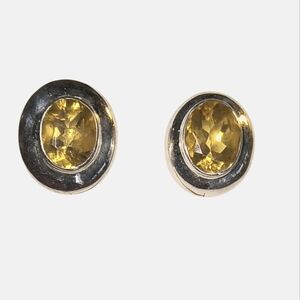 Golden Topaz & Sterling Silver Contemporary Post Earrings